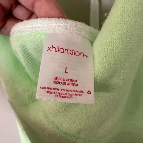 Xhilaration Juniors Neon Green Terry Cloth Halter Top Swim Dress Sz L (8-10) NWT - Picture 8 of 10
